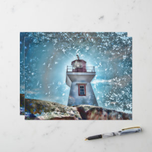 Lighthouse Ocean Blue Nautical Rustic Coastal