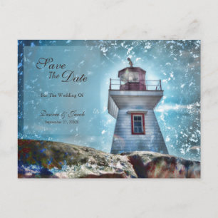 Lighthouse Ocean Blue Nautical Rustic Coastal Postcard