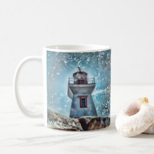 Lighthouse Ocean Nautical Blue Rustic Coastal Coffee Mug