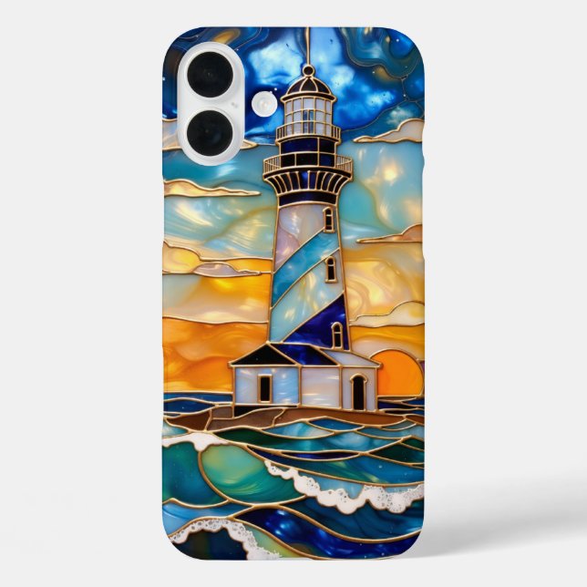 Lighthouse Ocean Phone Case Coastal Sunset (Back)