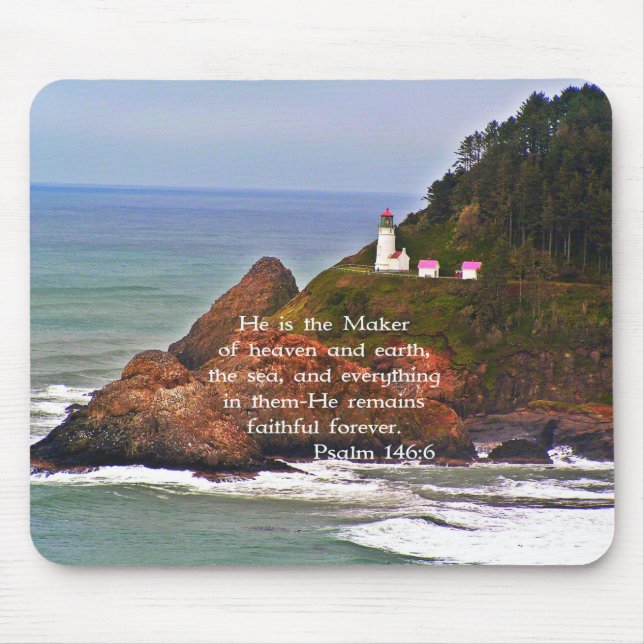 Lighthouse Ocean Sea Christian Creationarts Mouse Mat (Front)