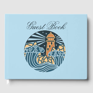 Lighthouse Ocean Waves Summer Vacation  Guest Book