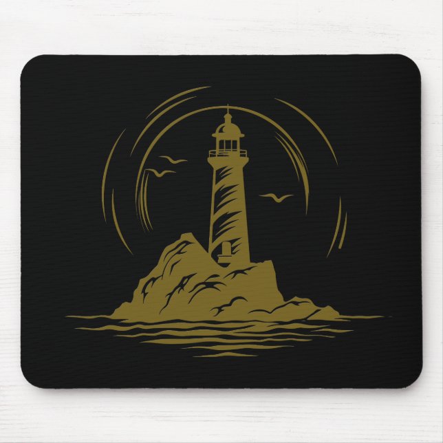 Lighthouse Ocean World Travel Adventure Vector Art Mouse Mat (Front)