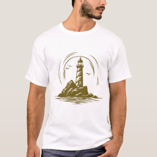 Lighthouse Ocean World Travel Adventure Vector Art T-Shirt