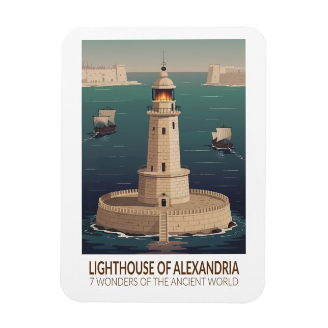 Lighthouse of Alexandria 7 Wonders of the World Magnet (Vertical)