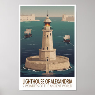 Lighthouse of Alexandria 7 Wonders of the World Poster