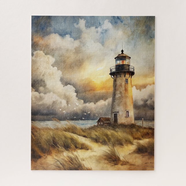 Lighthouse on a Beach Jigsaw Puzzle (Vertical)