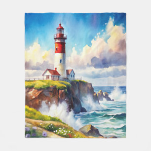 Lighthouse on a Cliff Fleece Blanket