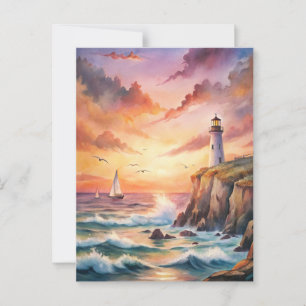 Lighthouse on a Cliff Postcard