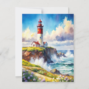 Lighthouse on a Cliff Postcard
