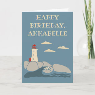 Lighthouse on a Rocky Coast Birthday Card