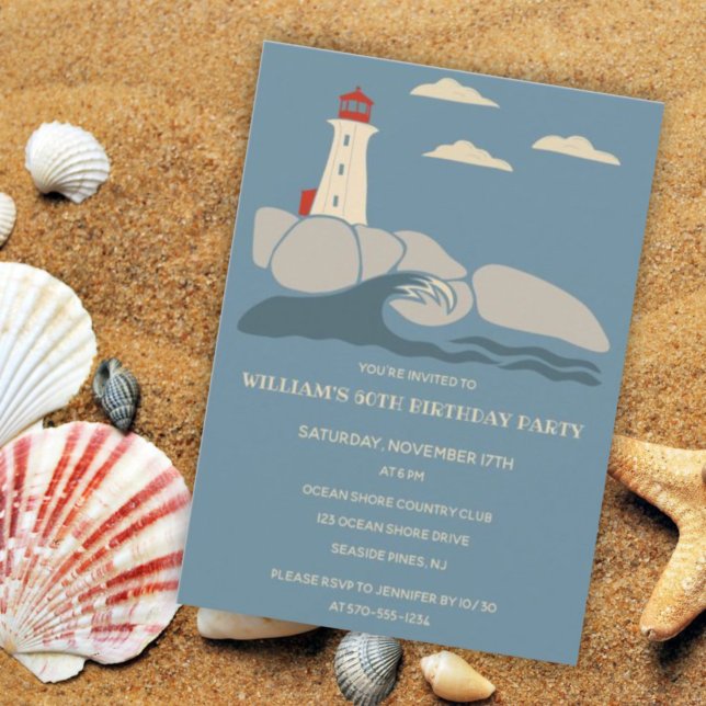 Lighthouse on a Rocky Coast Custom Party Invitation (Creator Uploaded)