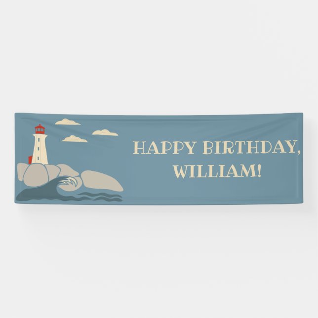 Lighthouse on a Rocky Coast Seaside Banner (Horizontal)