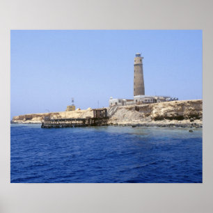 Lighthouse on Brother Islands, Red Sea, Egypt Poster