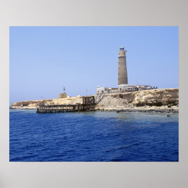 Lighthouse on Brother Islands, Red Sea, Egypt Poster (Front)