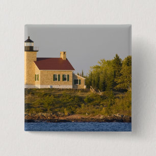 Lighthouse on Lake Superior near Copper Harbour 15 Cm Square Badge