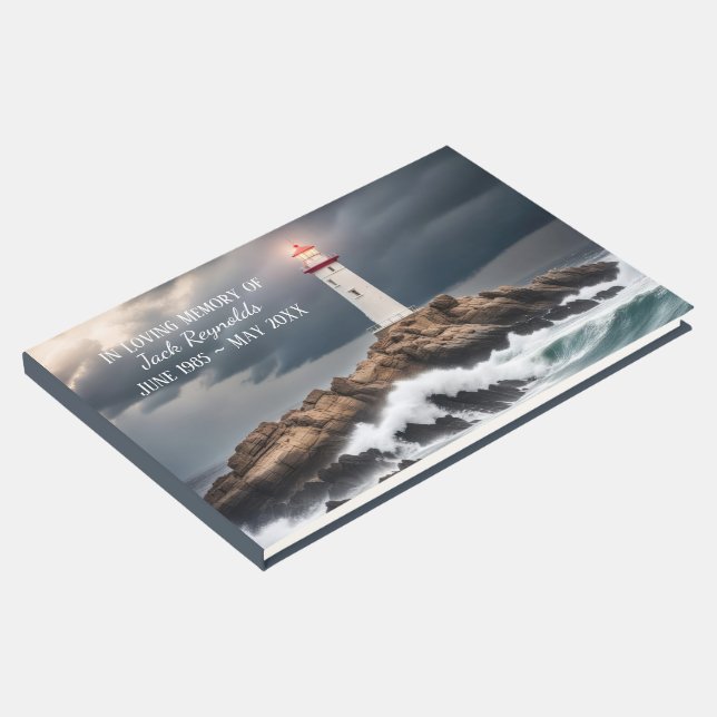 Lighthouse On Rocks Memorial Guest Book (Corner)