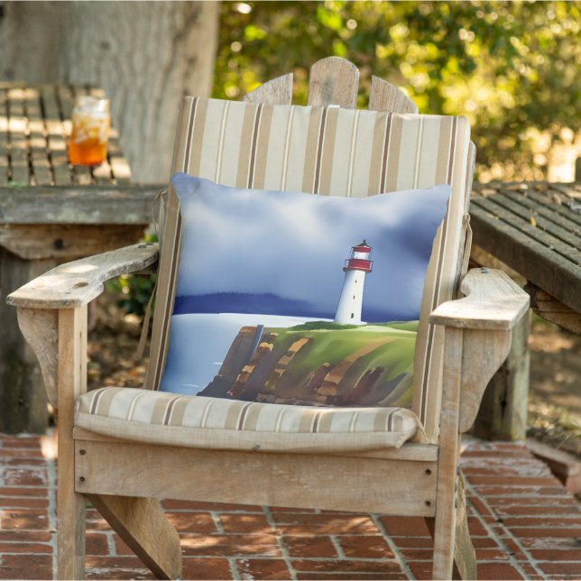 Lighthouse on the Cliffs Watercolor   Cushion (Chair)