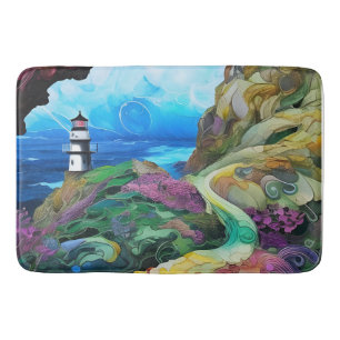 Lighthouse over looking the Sea Bath Mat