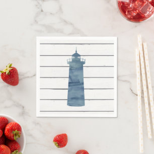 Lighthouse Painting Shiplap Coastal Paper Napkin