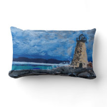 Lighthouse Painting Throw Pillow