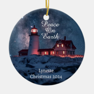 Lighthouse Peace on Earth Personalised Ornament