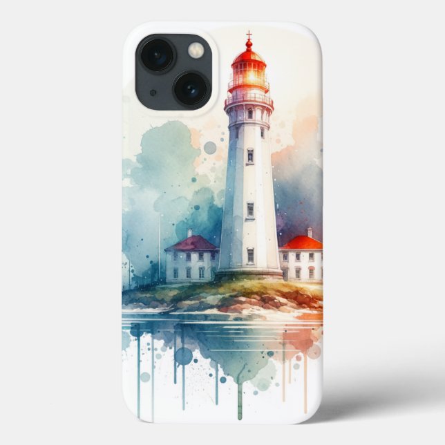 : lighthouse phone case, coastal art phone cover, Case-Mate iPhone case (Back)