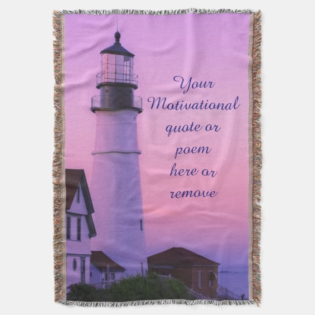 Lighthouse Pink Sky Throw Blanket (Front Vertical)
