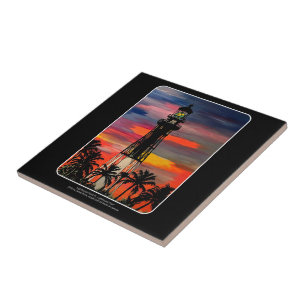 Lighthouse Point Lighthouse painting on a Tile