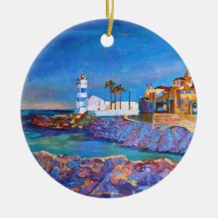 Lighthouse Portugal Cascais Ceramic Tree Decoration