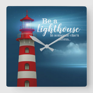 Lighthouse Quote Square Wall Clock