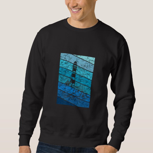 Lighthouse Retro Vintage Seaside Life Boating Beac Sweatshirt (Front)