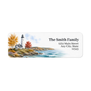 Lighthouse Return Address Labels Coastal Fall