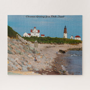 Lighthouse Rhode Island.Christmas Greetings Jigsaw Puzzle