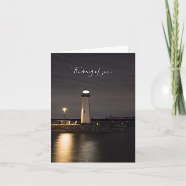 Lighthouse Rockwall Harbour Thinking Of You Card (Front)