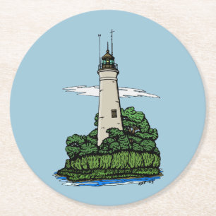 Lighthouse Round Paper Coaster