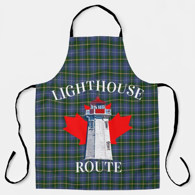 Lighthouse route Peggy's cove Nova Scotia Tartan Apron (Front)