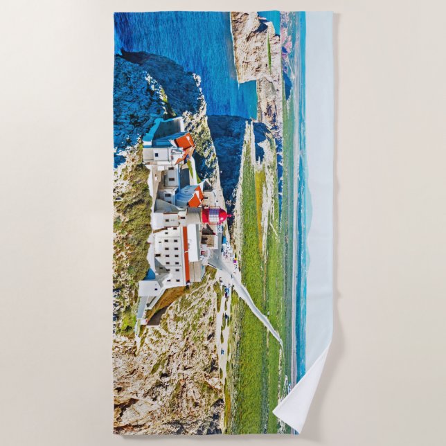 Lighthouse Sagres Portugal beach towel (Front)
