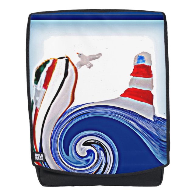 Lighthouse Sailing Boat Nautical Backpack (Front)