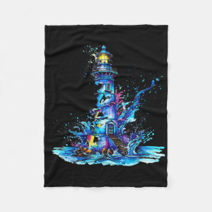 Lighthouse Sailing Sea Beach Boating Seaside House Fleece Blanket