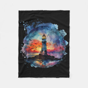 Lighthouse Sailing Sea Beach Boating Seaside House Fleece Blanket