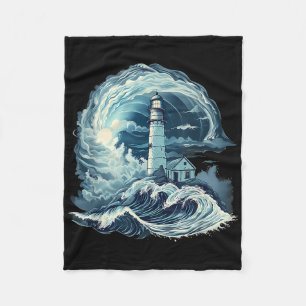 Lighthouse Sailing Sea Beach Boating Seaside House Fleece Blanket