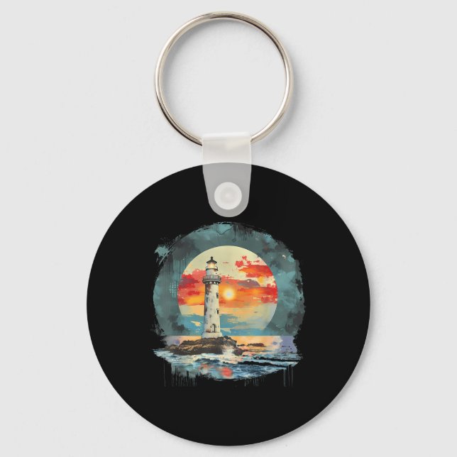 Lighthouse Sailing Sea Beach Boating Seaside House Key Ring (Front)