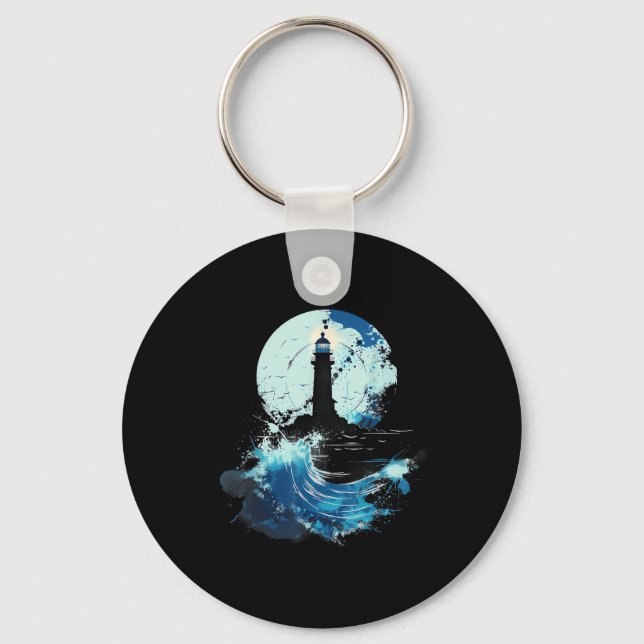 Lighthouse Sailing Sea Beach Boating Seaside House Key Ring (Front)