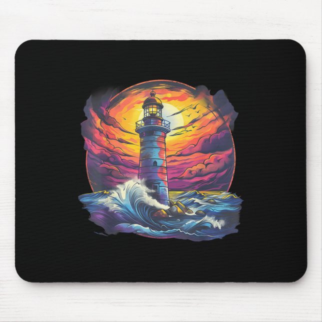 Lighthouse Sailing Sea Beach Boating Seaside House Mouse Mat (Front)
