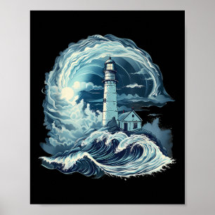 Lighthouse Sailing Sea Beach Boating Seaside House Poster