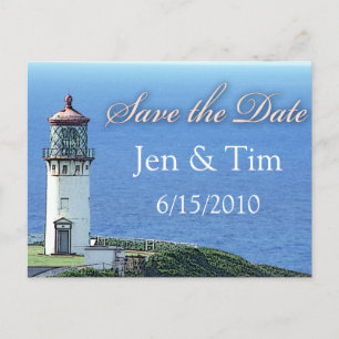 lighthouse save the date announcement postcard
