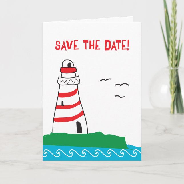 Lighthouse Save the Date Cards (Front)