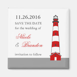 Lighthouse Save The Date Magnet
