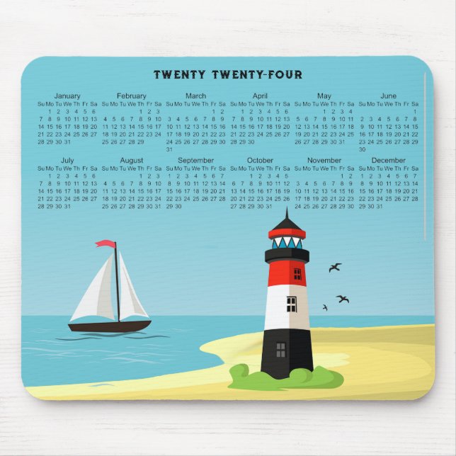 Lighthouse Scene 2024 Calendar Mousepad (Front)